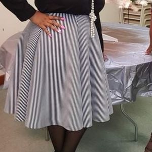 Black and White striped flare out skirt